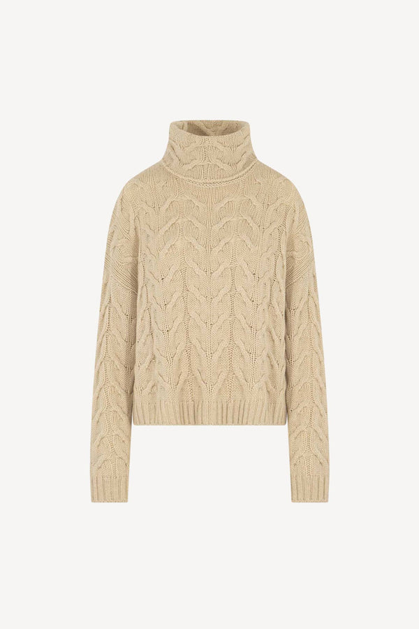 Dolcevita a Trecce 12 Fili in Puro Cashmere Avena