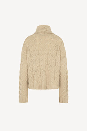 Dolcevita a Trecce 12 Fili in Puro Cashmere Avena