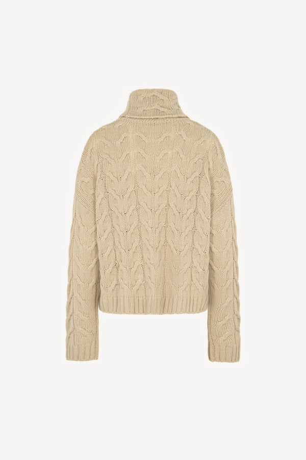 Dolcevita a Trecce 12 Fili in Puro Cashmere Avena