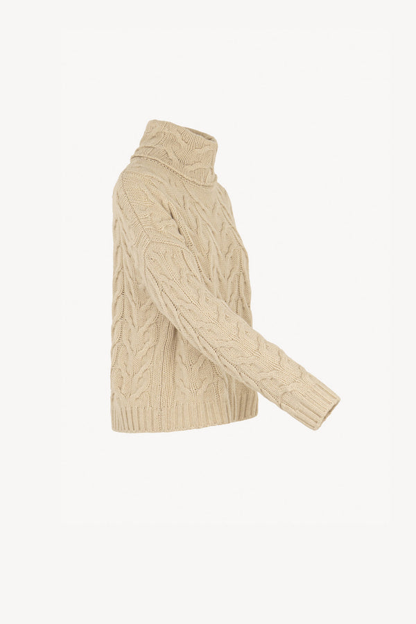 Dolcevita a Trecce 12 Fili in Puro Cashmere Avena