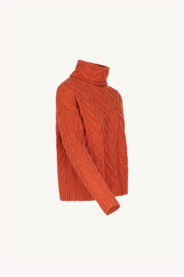 Dolcevita a Trecce 12 Fili in Puro Cashmere Spezie