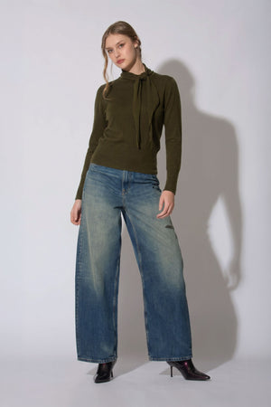 Maglia con Collo a Sciarpa in Seta Cashmere Foresta