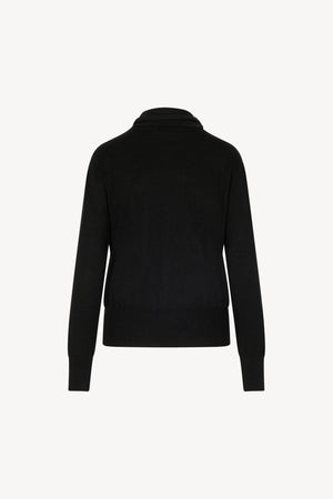 Maglia con Collo a Sciarpa in Seta Cashmere Nero