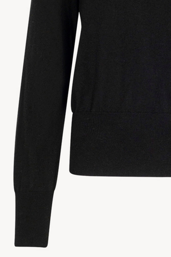 Maglia con Collo a Sciarpa in Seta Cashmere Nero