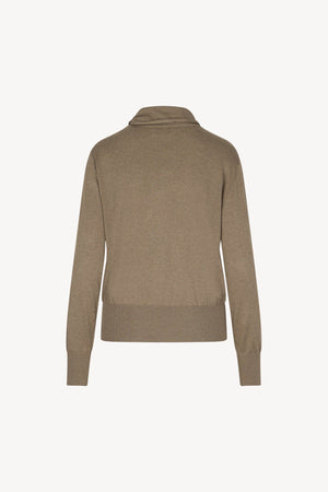 Maglia con Collo a Sciarpa in Seta Cashmere Sabbia