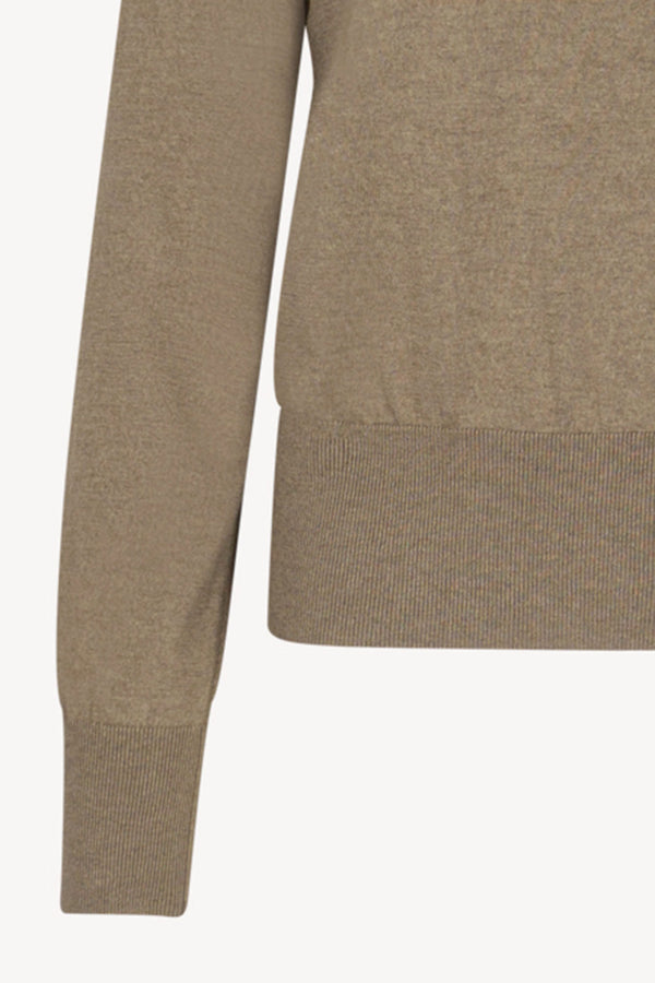 Maglia con Collo a Sciarpa in Seta Cashmere Sabbia