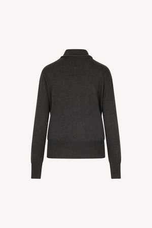 Maglia con Collo a Sciarpa in Seta Cashmere Antracite