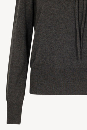 Maglia con Collo a Sciarpa in Seta Cashmere Antracite