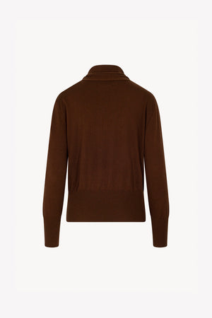 Maglia con Collo a Sciarpa in Seta Cashmere Cioccolato
