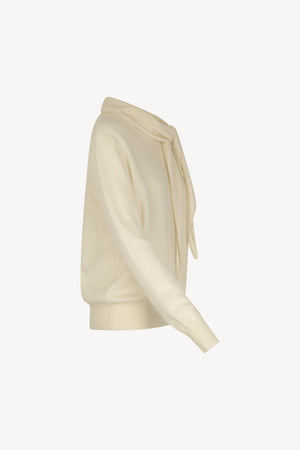 Ivory Pure Cashmere Brushed Sweater with Scarf Neck