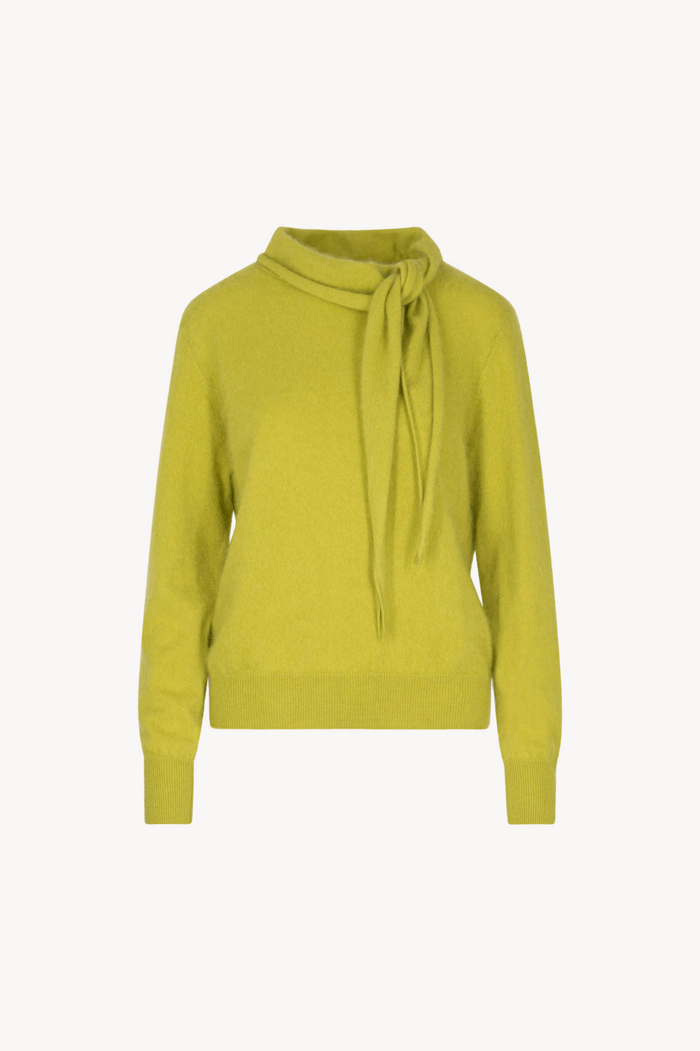 Lime Pure Cashmere Brushed Sweater with Scarf Neck