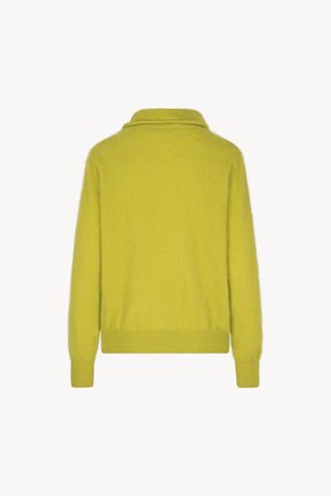 Lime Pure Cashmere Brushed Sweater with Scarf Neck