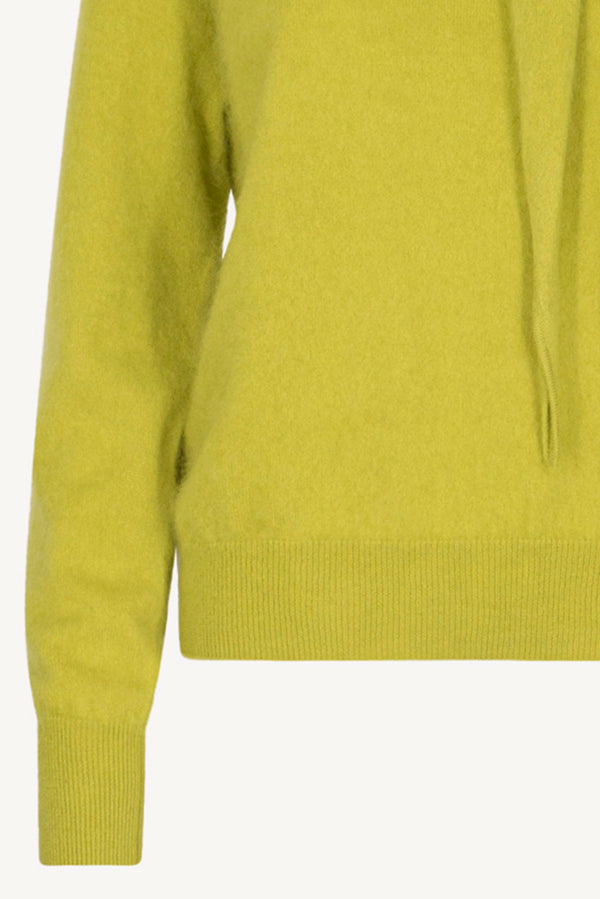 Lime Pure Cashmere Brushed Sweater with Scarf Neck
