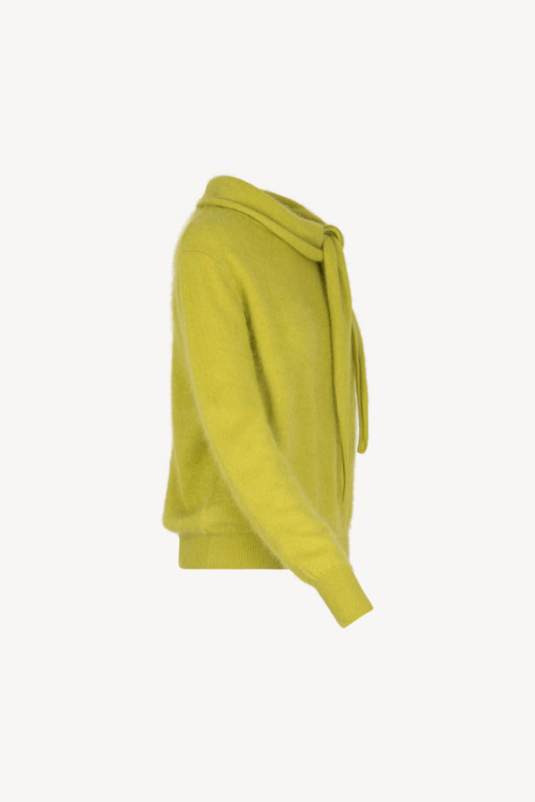 Lime Pure Cashmere Brushed Sweater with Scarf Neck