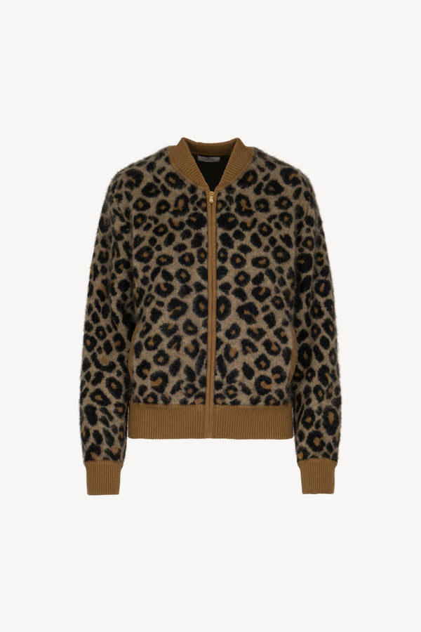 Dune Pure Cashmere Brushed Animal-print Jacquard Bomber Jacket