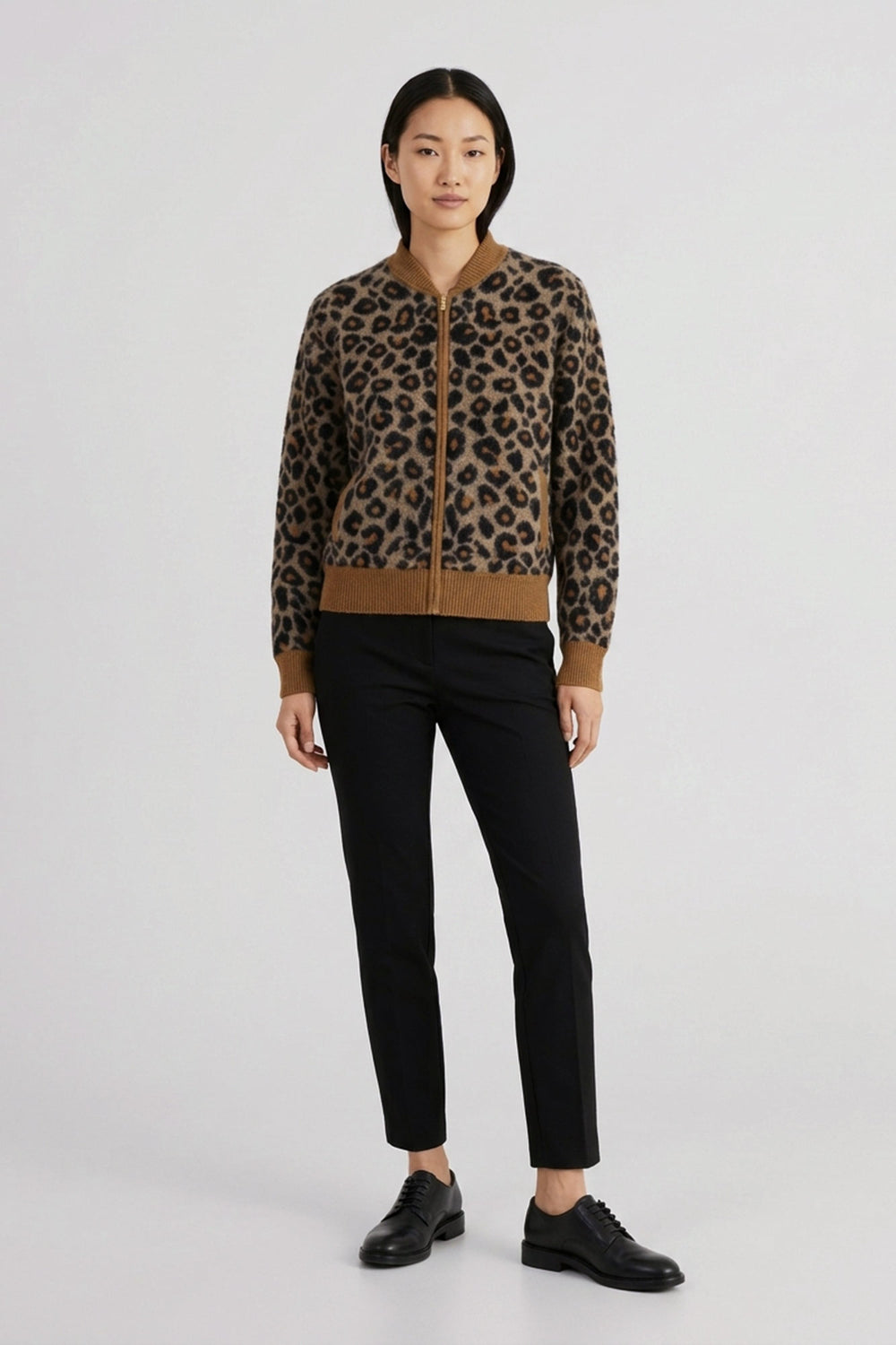 Dune Pure Cashmere Brushed Animal-print Jacquard Bomber Jacket