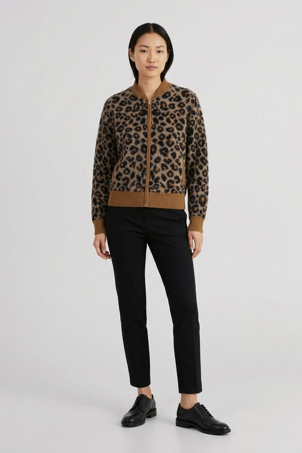 Dune Pure Cashmere Brushed Animal-print Jacquard Bomber Jacket