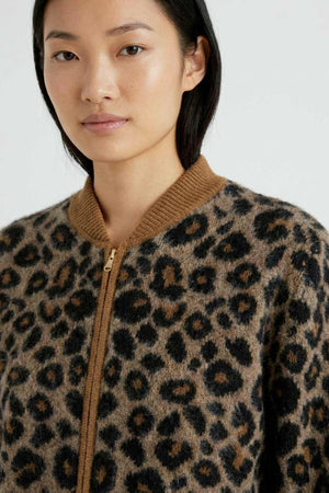Dune Pure Cashmere Brushed Animal-print Jacquard Bomber Jacket