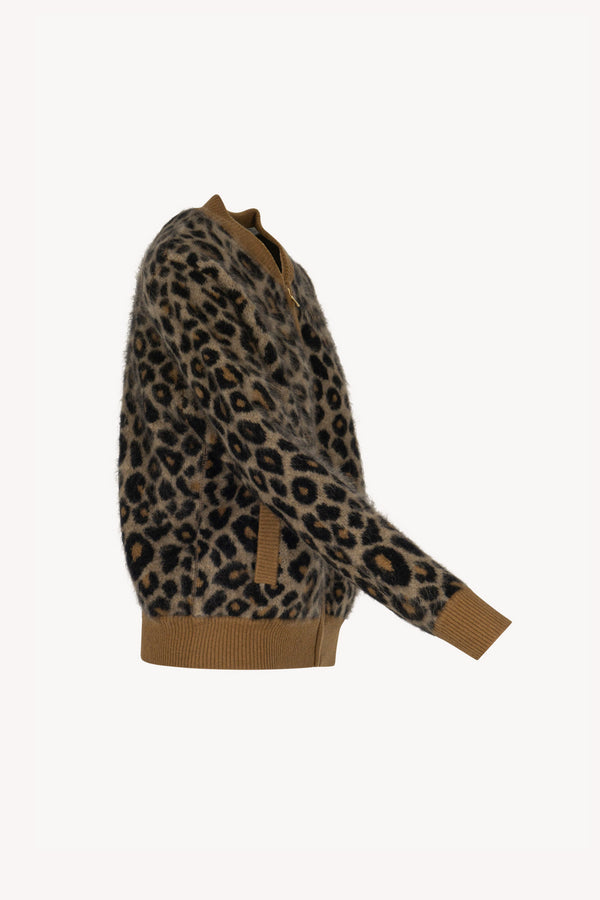 Dune Pure Cashmere Brushed Animal-print Jacquard Bomber Jacket