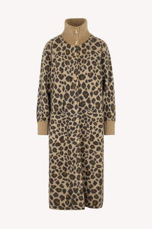 Ivory Pure Cashmere Brushed Animal-print Jacquard Coat