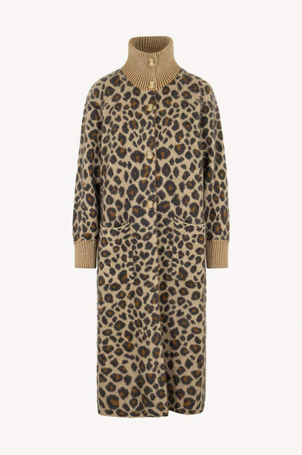Ivory Pure Cashmere Brushed Animal-print Jacquard Coat