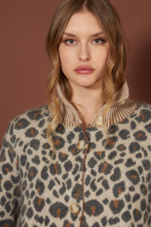 Ivory Pure Cashmere Brushed Animal-print Jacquard Coat