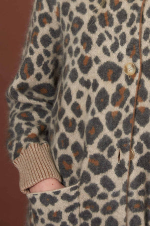 Ivory Pure Cashmere Brushed Animal-print Jacquard Coat