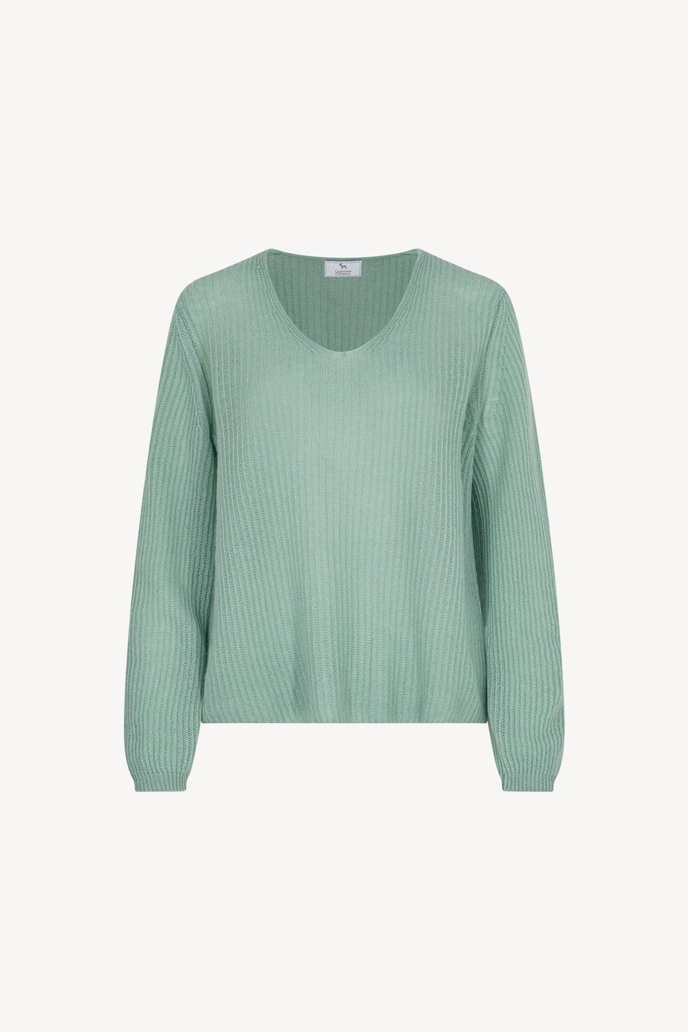 Maglia Scollo a V Costa Inglese in Puro Cashmere Verde Giada