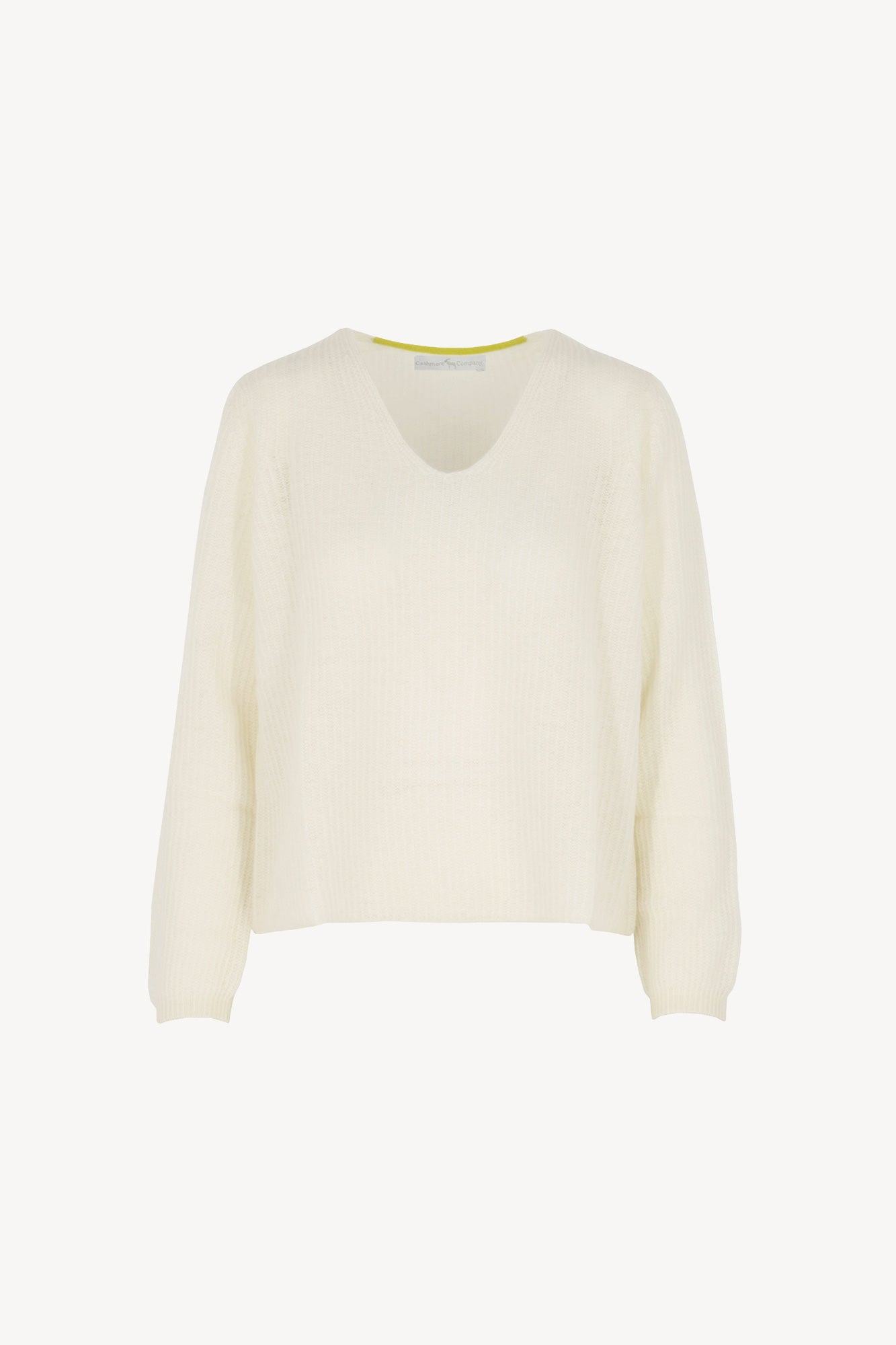 Ivory Pure Cashmere English Rib V-Neck Sweater