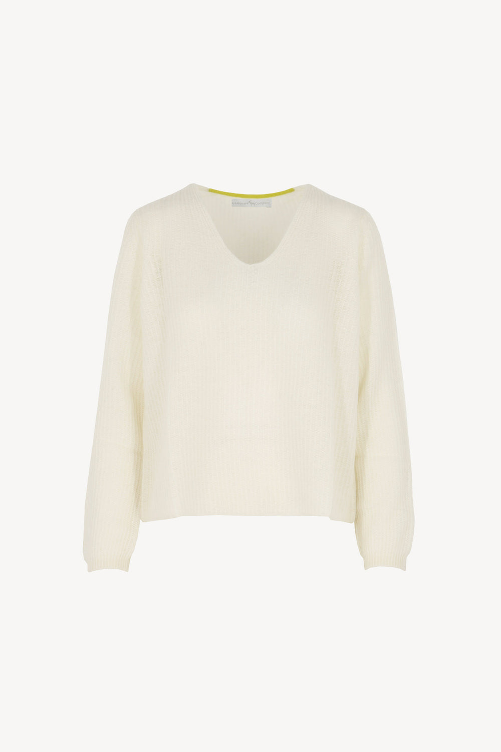 Maglia Scollo a V Costa Inglese in Puro Cashmere Bianco Latte