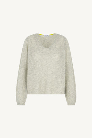 Maglia Scollo a V Costa Inglese in Puro Cashmere Grigio Perla
