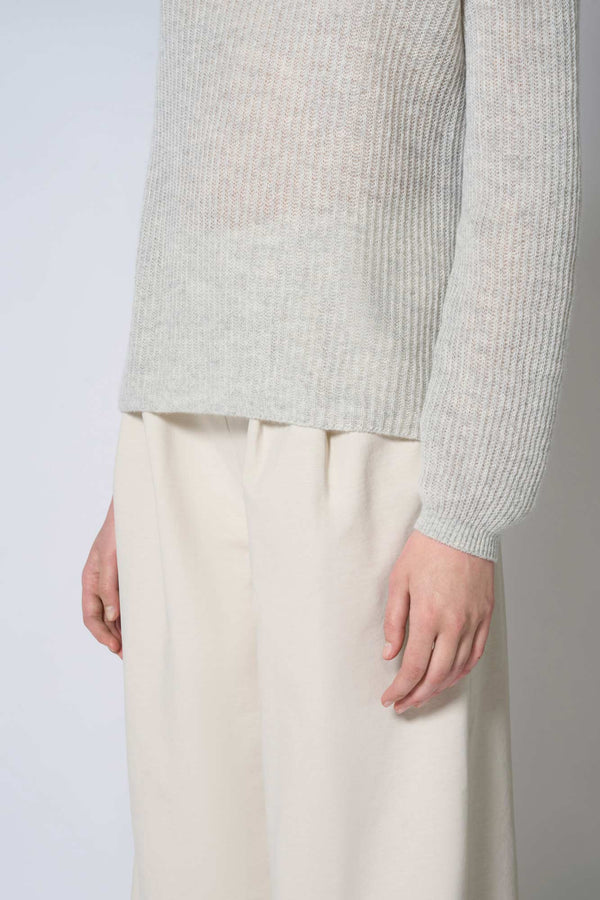 Maglia Scollo a V Costa Inglese in Puro Cashmere Grigio Perla