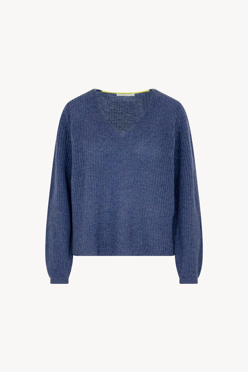 Maglia Scollo a V Costa Inglese in Puro Cashmere Denim Scuro