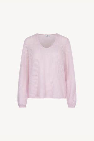 Maglia Scollo a V Costa Inglese in Puro Cashmere Rosa
