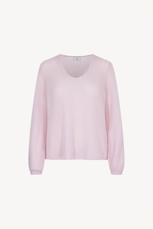 Maglia Scollo a V Costa Inglese in Puro Cashmere Rosa