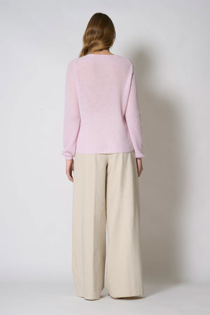 Maglia Scollo a V Costa Inglese in Puro Cashmere Rosa
