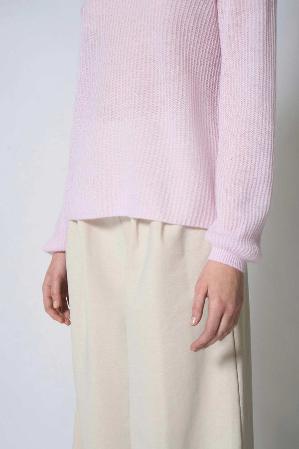 Maglia Scollo a V Costa Inglese in Puro Cashmere Rosa