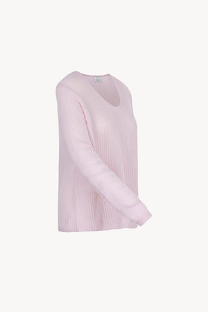 Maglia Scollo a V Costa Inglese in Puro Cashmere Rosa