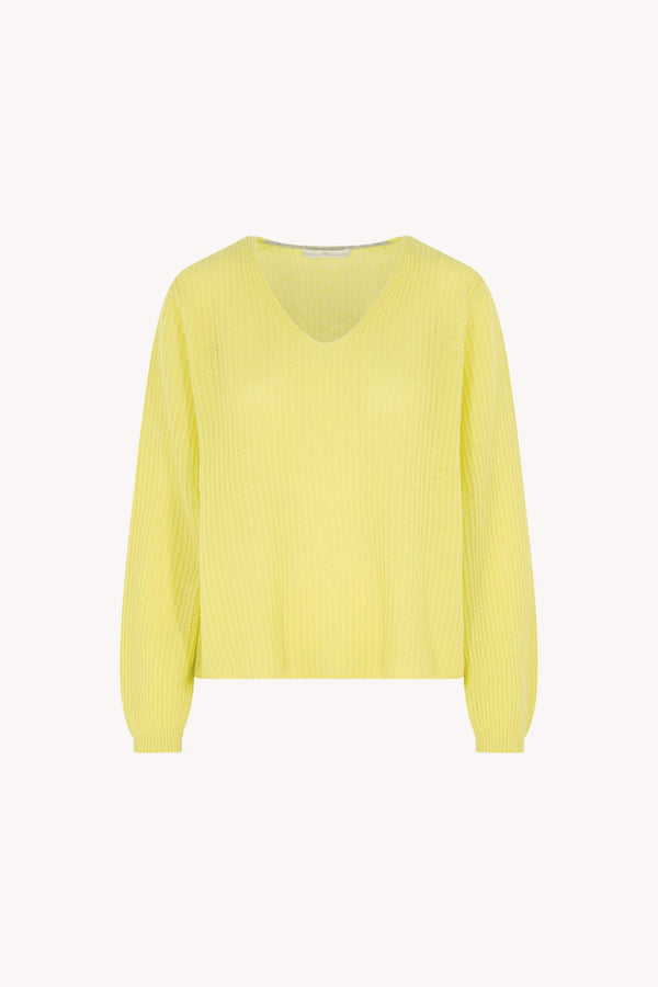Maglia Scollo a V Costa Inglese in Puro Cashmere Giallo
