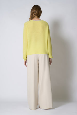 Maglia Scollo a V Costa Inglese in Puro Cashmere Giallo