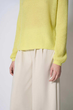 Maglia Scollo a V Costa Inglese in Puro Cashmere Giallo