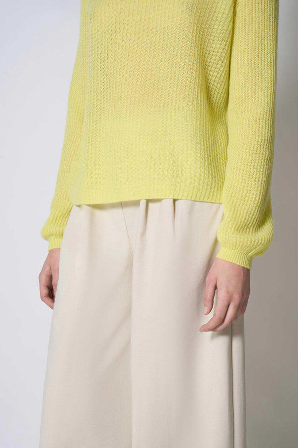 Maglia Scollo a V Costa Inglese in Puro Cashmere Giallo