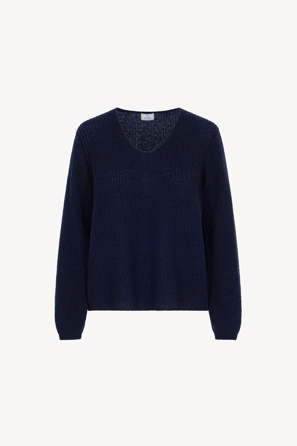 Maglia Scollo a V Costa Inglese in Puro Cashmere Blu Notte