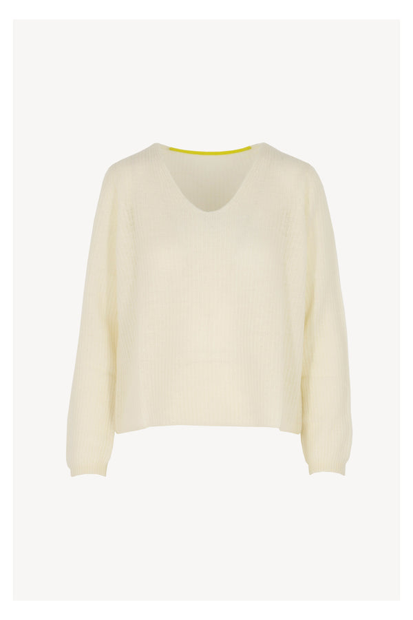 Maglia scollo V a coste Puro Cashmere