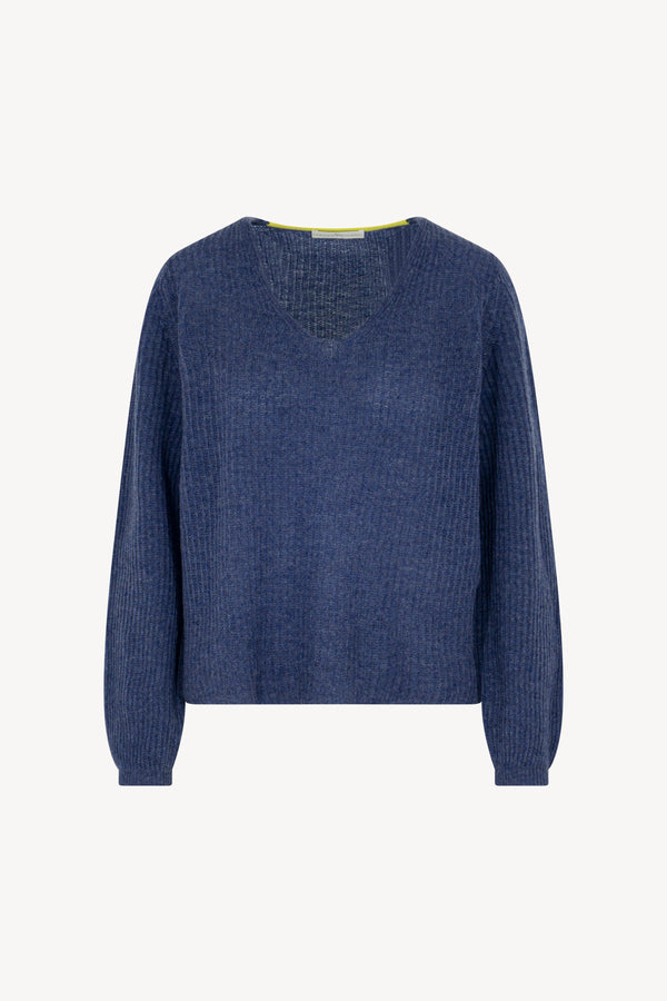 Maglia scollo V a coste Puro Cashmere