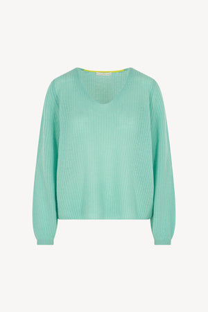 Maglia scollo V a coste Puro Cashmere