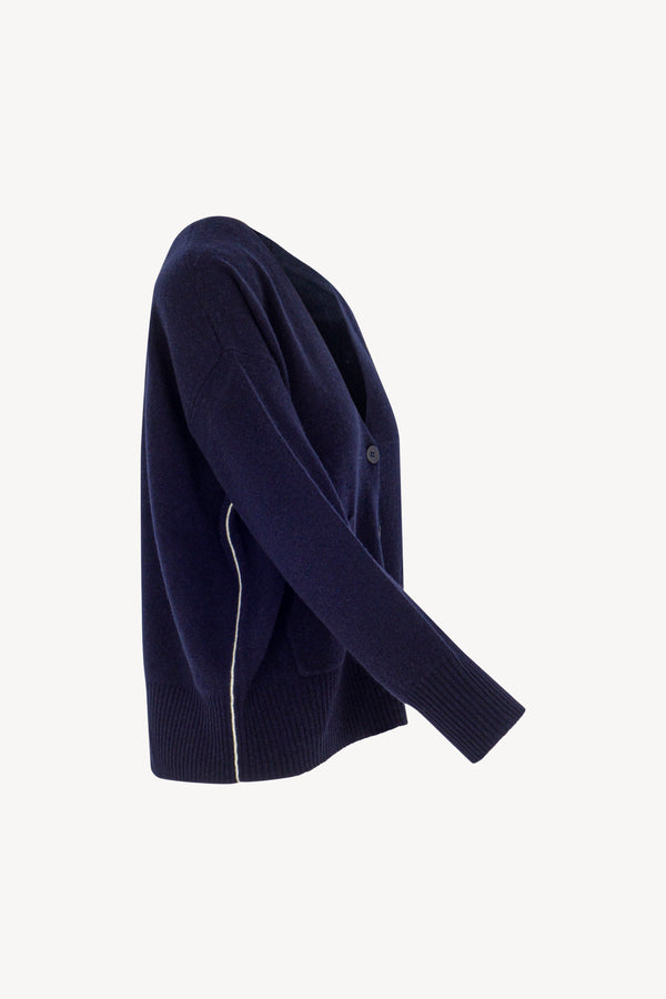 Cardigan bordo a contrasto Puro Cashmere