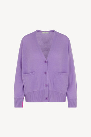 Cardigan bordo a contrasto Puro Cashmere