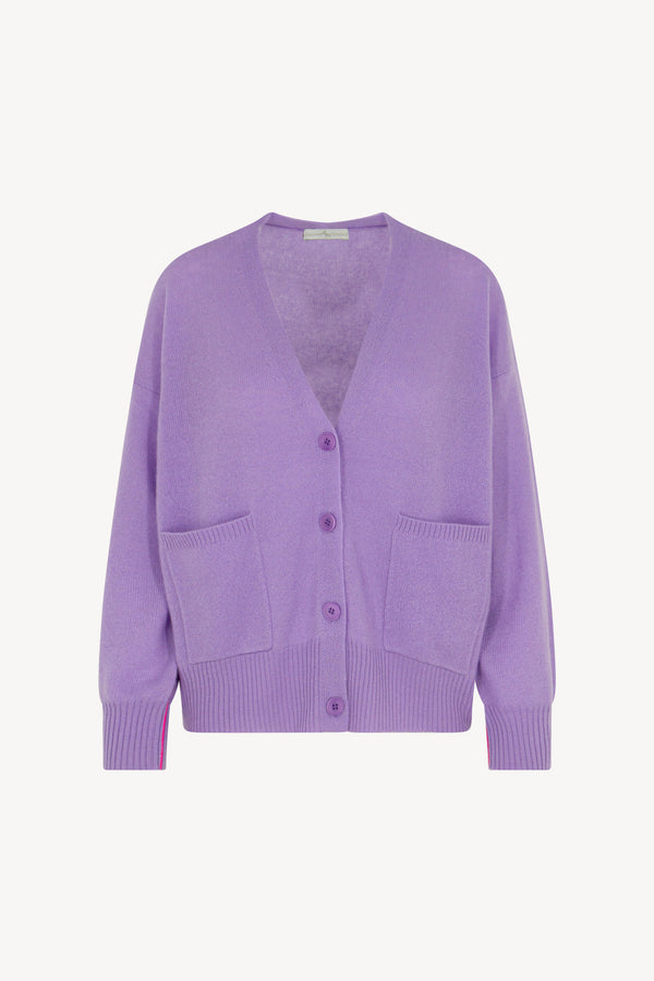 Cardigan bordo a contrasto Puro Cashmere