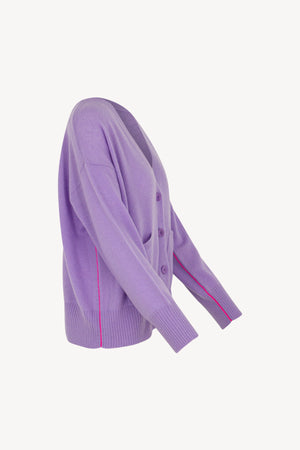 Cardigan bordo a contrasto Puro Cashmere